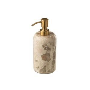 SOAP DISPENSER MARBLE BEIGE/GOLD COLORED