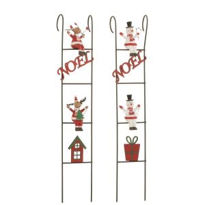 LADDER DECO REINDEER/SNOWMAN METAL MIX ASSORTMENT OF 2