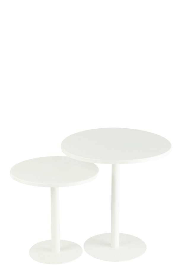 SET OF 2 SIDE TABLES ROUND METAL WHITE