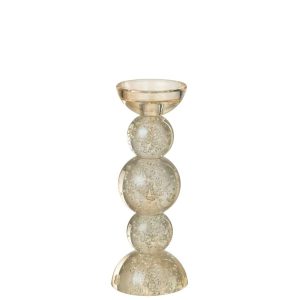 CANDLE HOLDER GLASS CHAMPAGNE COLORED SMALL
