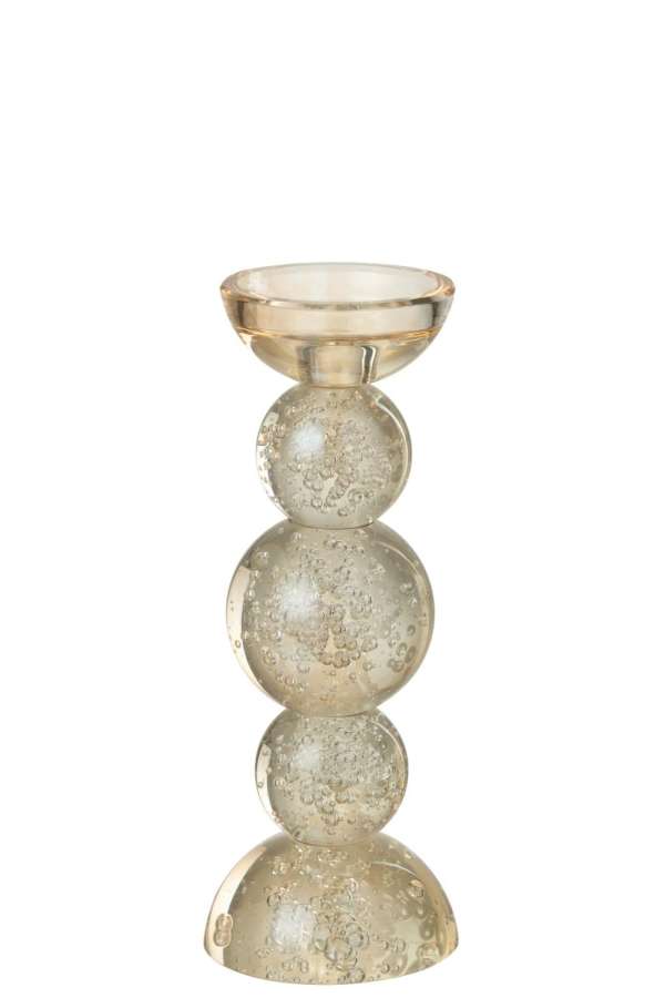 CANDLE HOLDER GLASS CHAMPAGNE COLORED SMALL