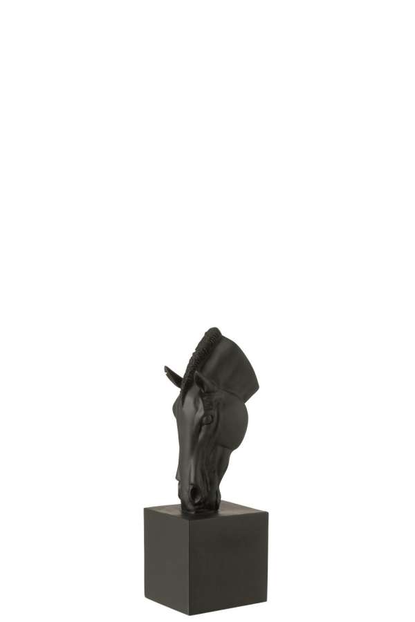 HORSE ON BASE  POLYRESIN BLACK SMALL