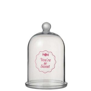 GLASS BELL CANDY SHOP ROUND GLASS TRANSPARENT/PINK
