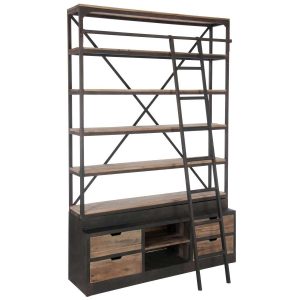 RACK+LADDER 4SHELVES WOOD/METAL NATURAL/BROWN 160x45x243CM