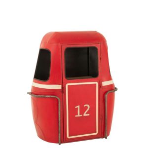BAR CABINET CABLE CAR IRON/MANGO WOOD RED/WHITE
