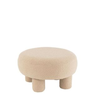 STOOL ROUND TEDDY LEGS BOUCLÉ WARN BEIGE