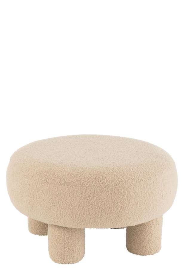 STOOL ROUND TEDDY LEGS BOUCLÉ WARN BEIGE
