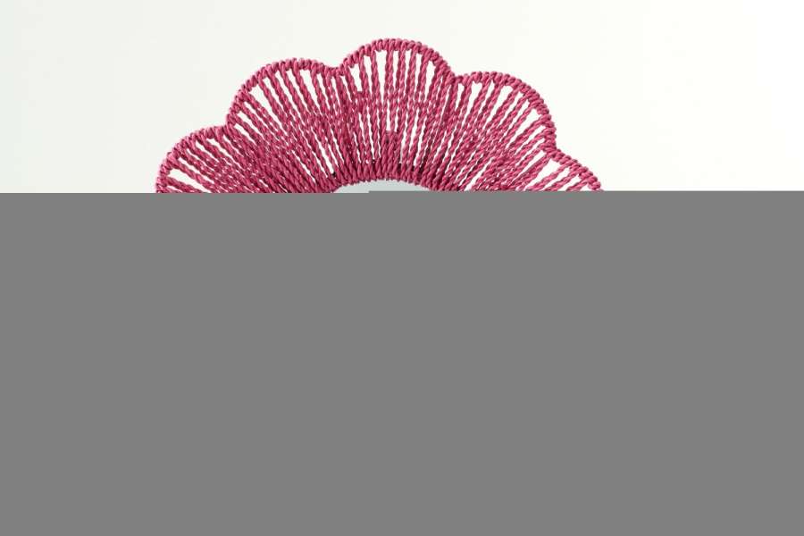 WALL MIRROR RAFFIA DARK PINK