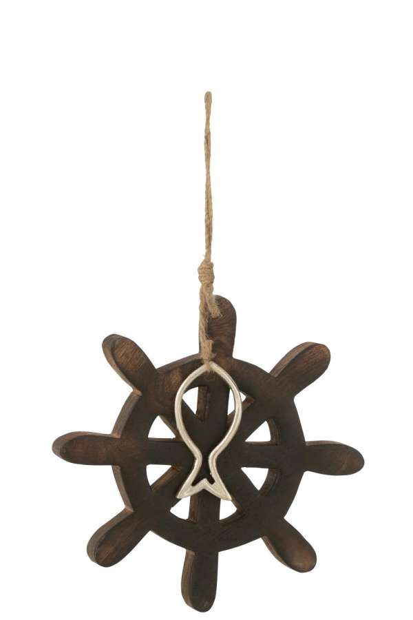 HELM FISH MANGO WOOD DARK BROWN LARGE