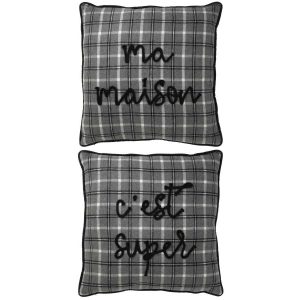 CUSHION TEXT POLYESTER GREY ASS2