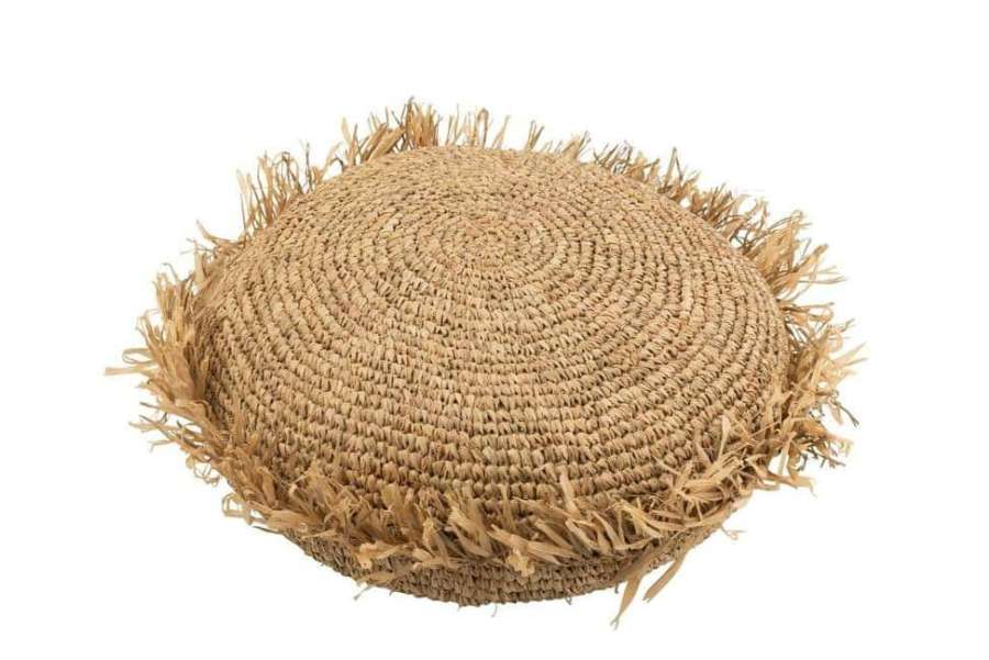 CUSHION ROUND RAFFIA NATURAL