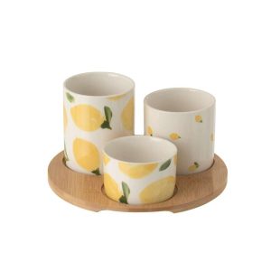 APPETIZER SET LEMON CERAMIC WHITE/YELLOW SMALL