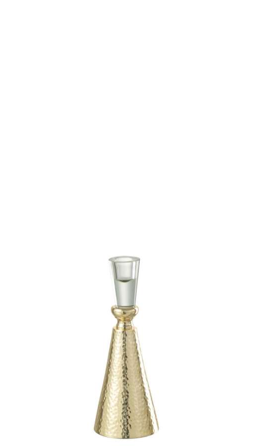 CANDLEHOLDER TAPE ALUMINIUM/GLASS GOLD/TRANSPARENT SMALL