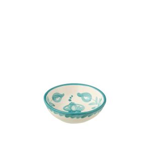 BOWL GRANADA LOW CERAMIC WHITE/AQUA SMALL