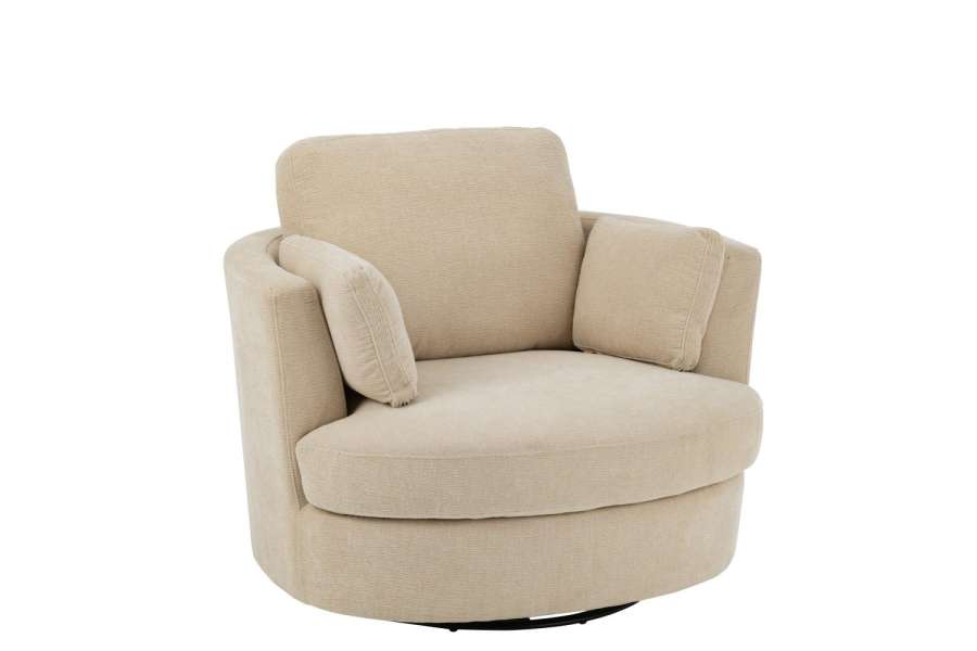 LOUNGE CHAIR SWIV POPLAR WOOD/FOAM BEIGE