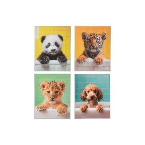 FRAMED PICTURE ANIMALS CANVAS MULTICOLORED ASSORTMENT OF 4