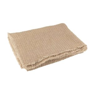 PLAID FRAYED EDGES COTTON/POLYESTER BEIGE