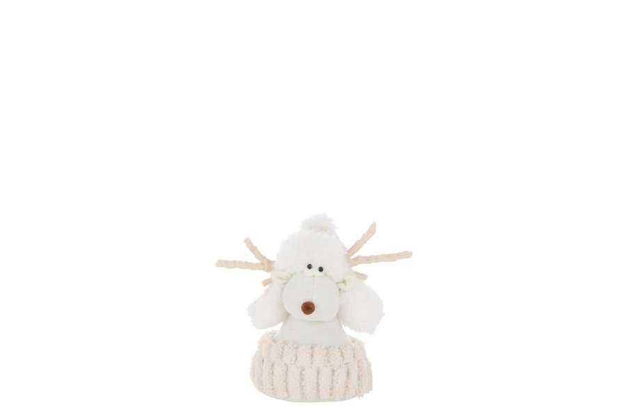 REINDEER FUR HAT POLYESTER WHITE/ECRU SMALL