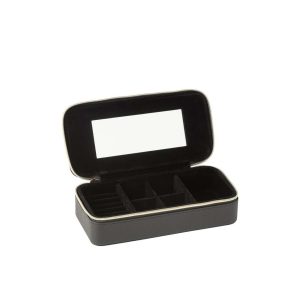 JEWELLERY BOX RECTANGLE+MIRROR ARTIFICIAL LEATHER BLACK