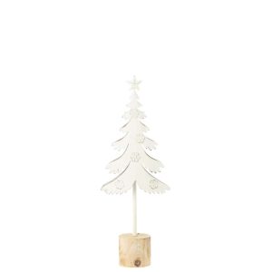 CHRISTMAS TREE ON FOOT+STAR METAL/WOOD WHITE SMALL