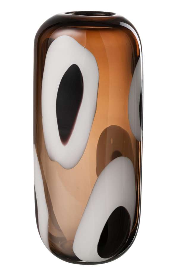 VASE IZZY GLASS WHITE/BROWN LARGE