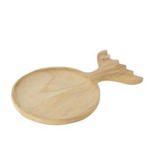 DECORATIVE TRAY FISH TAIL PAULOWNIA WOOD NATURAL LARGE