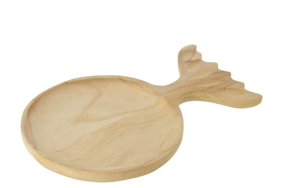 DECORATIVE TRAY FISH TAIL PAULOWNIA WOOD NATURAL LARGE