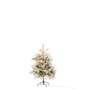 CHRISTMAS TREE 120 LED SNOWY ARTIFICIAL  DARK GREEN/WHITE SMALL