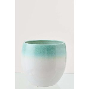 FLOWERPOT CERAMIC MINT GREEN/WHITE