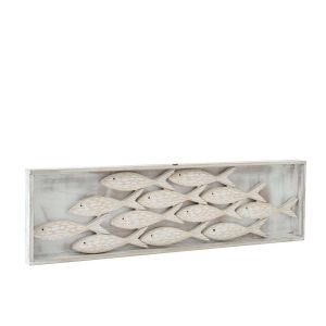 WALL OBJECT FISH WHITEWASH MDF NATURAL