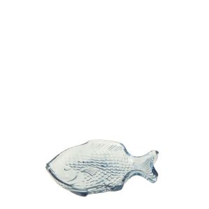 PLATE FISH GLASS BLUE