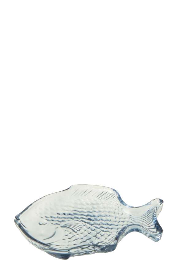 PLATE FISH GLASS BLUE