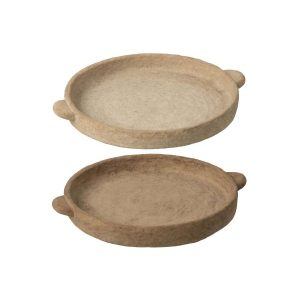 PLATE ROUND CEMENT BEIGE/DARK BROWN LARGE ASSORTMENT OF 2