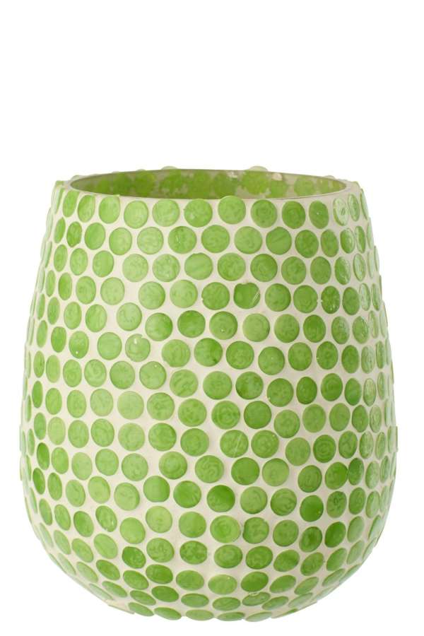 CANDLE HOLDER MOSAIC GLASS GREEN LARGE