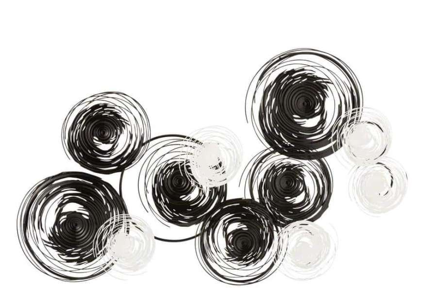WALL DECO CIRCLES METAL BLACK/WHITE