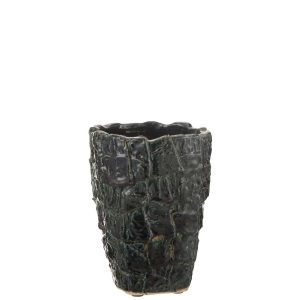 VASE AOKI CERAMIC PETROL GREEN MEDIUM