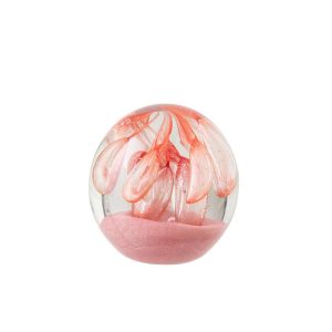 PAPERWEIGHT BALL GLASS ORANGE/LIGHT PINK MEDIUM