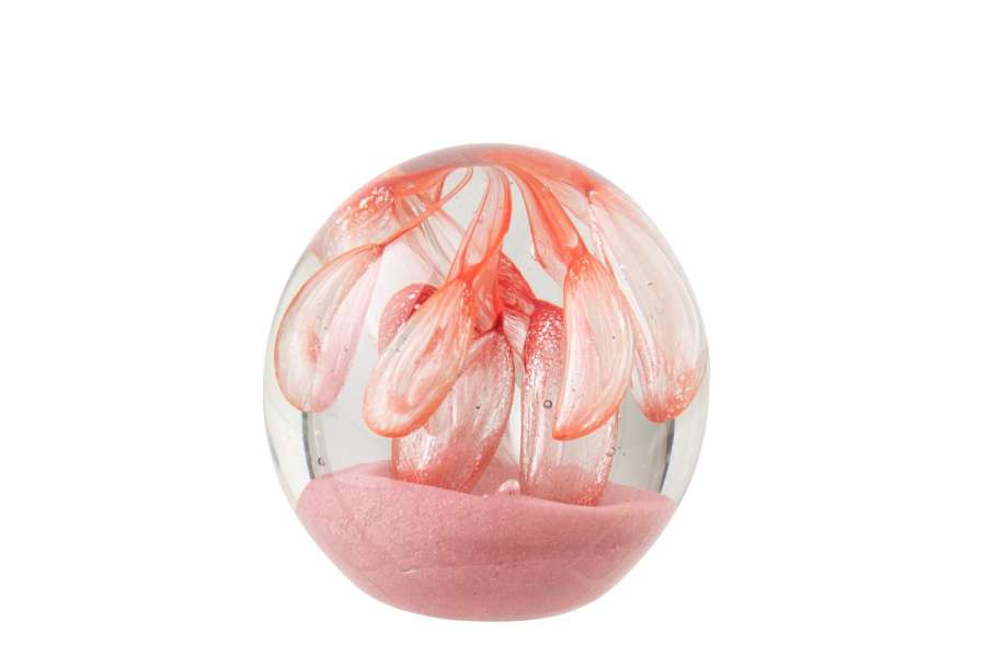 PAPERWEIGHT BALL GLASS ORANGE/LIGHT PINK MEDIUM