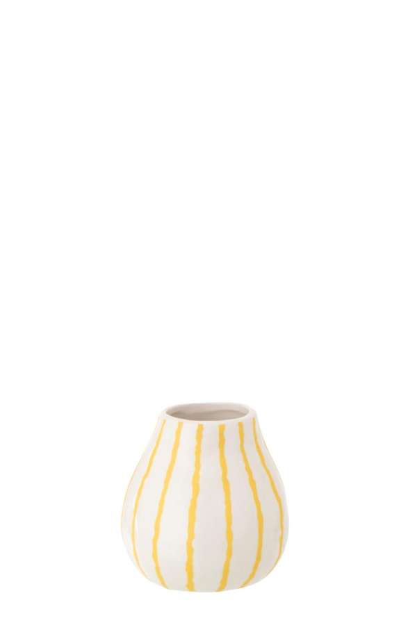VASE STRIPED DOLOMITE WHITE/LIGHT YELLOW