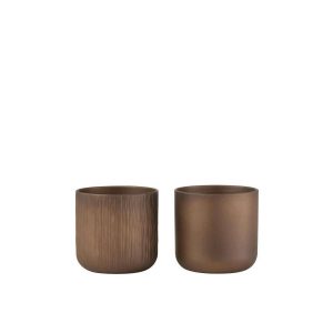 FLOWERPOT GEN CERAMIC GOLD/COPPER MEDIUM ASSORTMENT OF 2