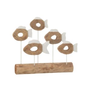 FISH 5 ON STAND MANGO WOOD WHITE/NATURAL