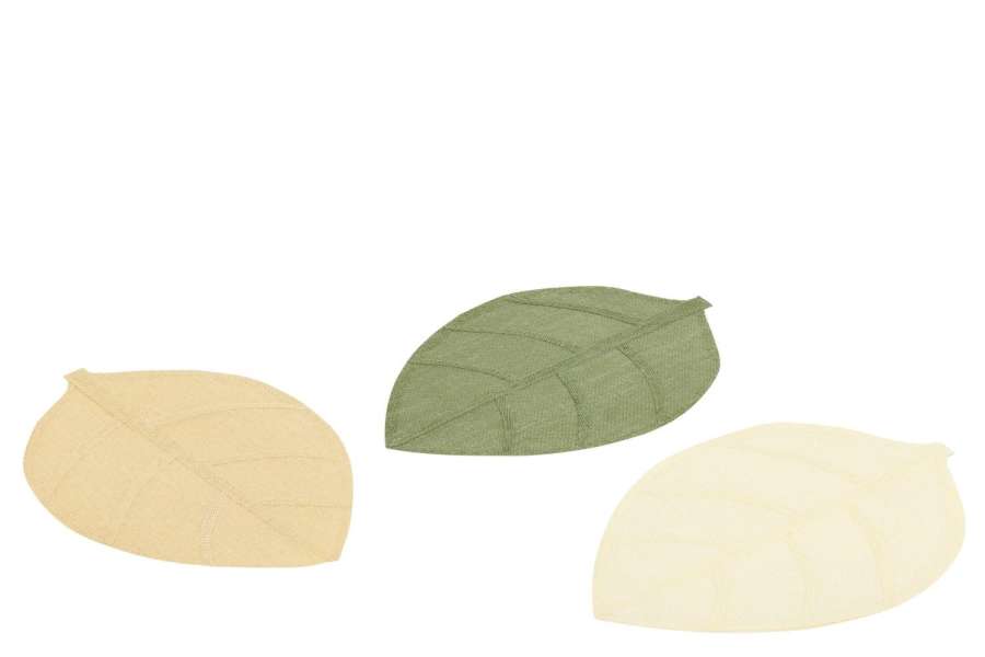 PLACEMAT LEAF PAPER GREEN/ECRU ASSORTMENT OF 3