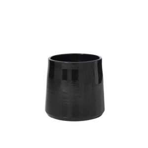 FLOWER POT ROUND CERAMIC BLACK LARGE