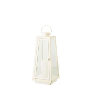 LANTERN +  CANDLE LED GLASS WHITE MEDIUM