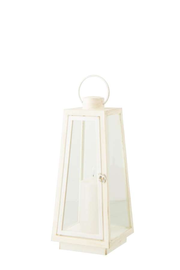 LANTERN +  CANDLE LED GLASS WHITE MEDIUM