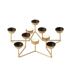 T-LIGHT HOLDER STAR METAL BLACK/GOLD