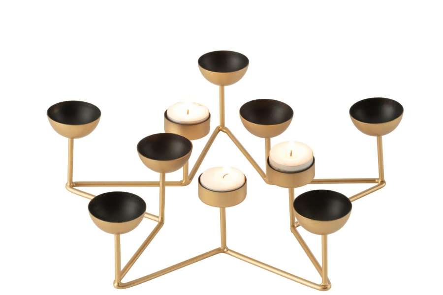 T-LIGHT HOLDER STAR METAL BLACK/GOLD