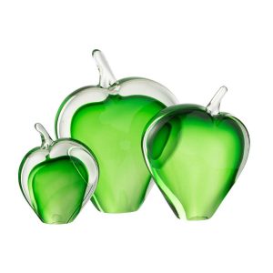SET OF 3 PAPERWEIGHT MALUM GLASS GREEN/TRANSPARENT