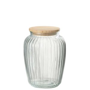 GLASS POT LOUIS GLASS/BAMBOO TRANSPARENT/NATURAL SMALL