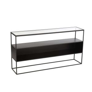 CONSOLE SQUARE METAL/GLASS BLACK
